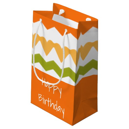 Oranje groen en wit klein cadeauzakje (Achterkant Gekanteld)