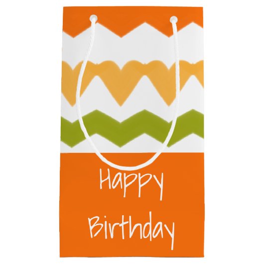 Oranje groen en wit klein cadeauzakje (Voorkant)