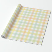 Oranje Groen Geel Blauw Gingham Patroon Cadeaupapier (Uitgerold)