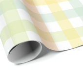 Oranje Groen Geel Blauw Gingham Patroon Cadeaupapier (Rol Hoek)