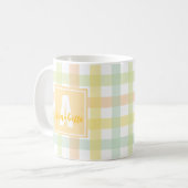 Oranje Groen Geel Blauw Modern Gingham Monogram Koffiemok (Voorkant links)