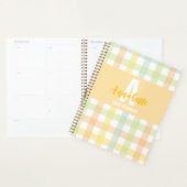 Oranje Groen Geel Blauw Pastel Monogram Gingham Planner (Display)