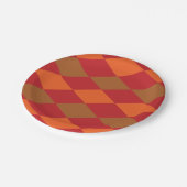 Oranje groen geruit diamantpatroonfeest papieren bordje (Gekanteld)