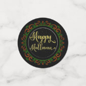 Oranje groen glitter op zwarte Happy Halloween Confetti (Kleine voorkant)