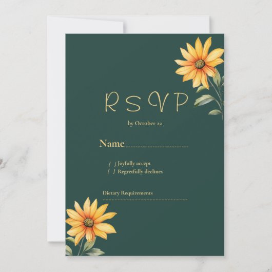 Oranje groen gouden zonnebloem bloemen RSVP Kaart (Voorkant)