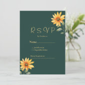 Oranje groen gouden zonnebloem bloemen RSVP Kaart (Staand voorkant)