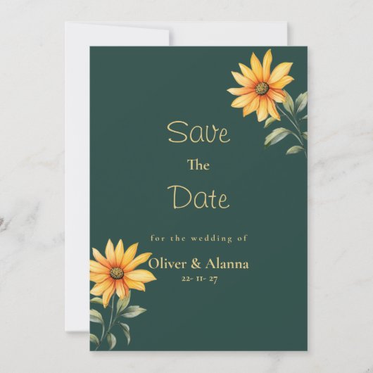 Oranje groen gouden zonnebloem bloemen Save The Da Kaart (Voorkant)