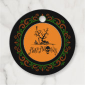 Oranje Groen Happy Halloween Grave Yard Bedankjes Labels (Voorkant)