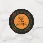 Oranje Groen Happy Halloween Grave Yard Confetti (Kleine voorkant)