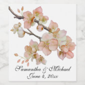 Oranje groen ivoor bloesems elegant script wijn etiket (Enkel label)