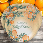 Oranje groen laat Citrus Baby shower Papieren Bordje