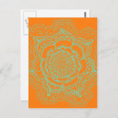 Oranje Groen Mandala Briefkaart (Voorkant / Achterkant)
