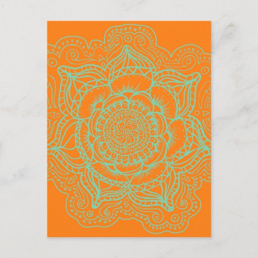 Oranje Groen Mandala Briefkaart (Voorkant)