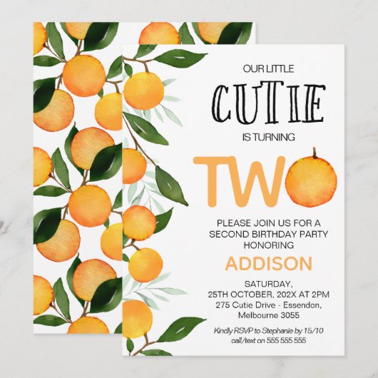 Oranje Groen Onze kleine stropdas 2e verjaardag Kaart (Voorkant / Achterkant)