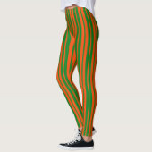 Oranje Groen Stijlvolle Strepen Patroonontwerp Leggings