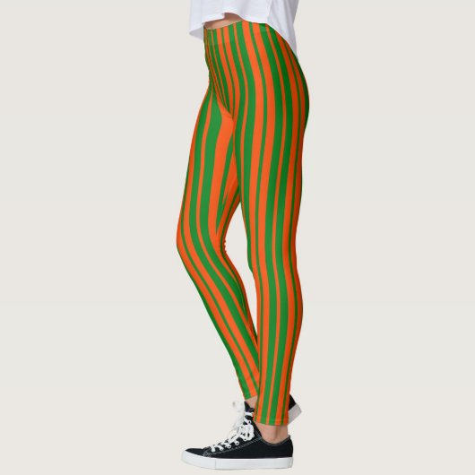 Oranje Groen Stijlvolle Strepen Patroonontwerp Leggings