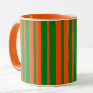 Oranje Groen Stijlvolle Strepen Patroonontwerp Mok