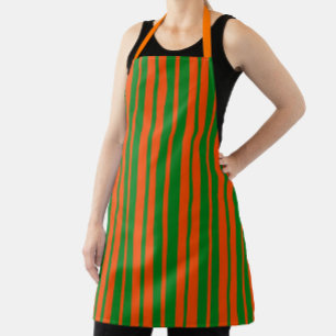 Oranje Groen Stijlvolle Strepen Patroonontwerp Schort