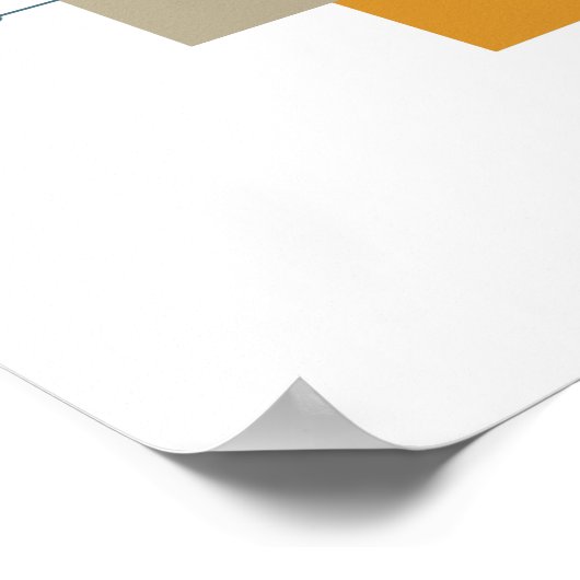 Oranje Groen Turquoise Squares Lines Mid Century Poster (Hoek)