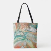 Oranje groen wit crème abstract vocht kunst tote bag (Achterkant)