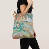 Oranje groen wit crème abstract vocht kunst tote bag (Dichtbij)