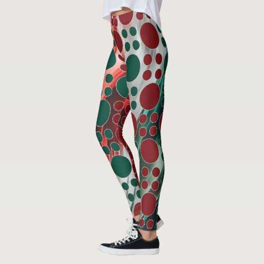 Oranje Groen Wit Polka dot Leggings (Links)