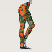Oranje, Groen, Zwart Camo Camouflage Leggings (Rechts)