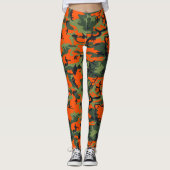 Oranje, Groen, Zwart Camo Camouflage Leggings (Voorkant)