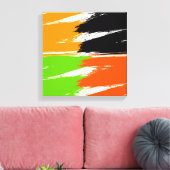 Oranje Groen Zwart-wit penseelstreken Verf Canvas Afdruk (Insitu (Woonkamer))