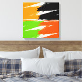 Oranje Groen Zwart-wit penseelstreken Verf Canvas Afdruk (Insitu (Slaapkamer))