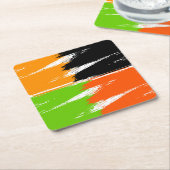 Oranje Groen Zwart-wit penseelstreken Verf Kartonnen Onderzetters (Schuin)