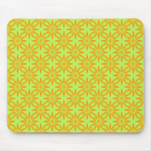 Oranje Groene Bloem Naadloos Patroon Muismat (Voorkant)