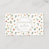 Oranje groene bloemenbruiloft RSVP QR-codekaarten Informatiekaartje (Achterkant)