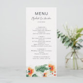 Oranje groene bloementeelt menu (Staand voorkant)