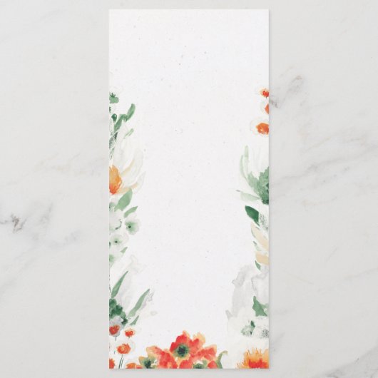 Oranje groene bloementeelt menu (Achterkant)