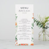 Oranje groene bloementeelt menu (Staand voorkant)