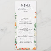 Oranje groene bloementeelt menu (Voorkant)