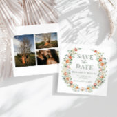 Oranje Groene Bloemige Save the Date Foto Uitnodig