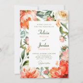 Oranje groene bloesem bruiloft kaart (Voorkant)