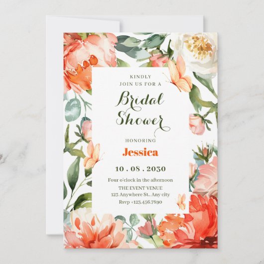 Oranje groene bloesem kaart (Voorkant)