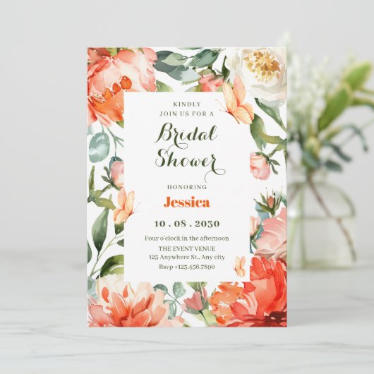 Oranje groene bloesem kaart (Staand voorkant)