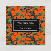 Oranje groene camouflage, leger, leger vierkante visitekaartje (Achterkant)