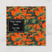 Oranje groene camouflage, leger, leger vierkante visitekaartje (Achterkant)
