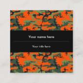 Oranje groene camouflage, leger, leger vierkante visitekaartje (Achterkant)