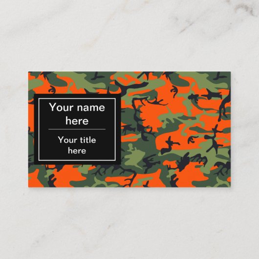 Oranje groene camouflage, leger, leger visitekaartje (Achterkant)