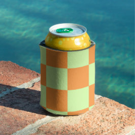 Oranje Groene Checkerboard Retro Controles Blikjeskoeler
