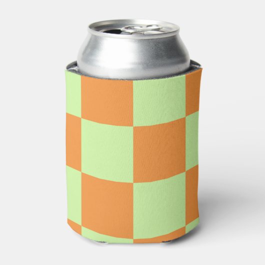Oranje Groene Checkerboard Retro Controles Blikjeskoeler (Blikje Voorkant)