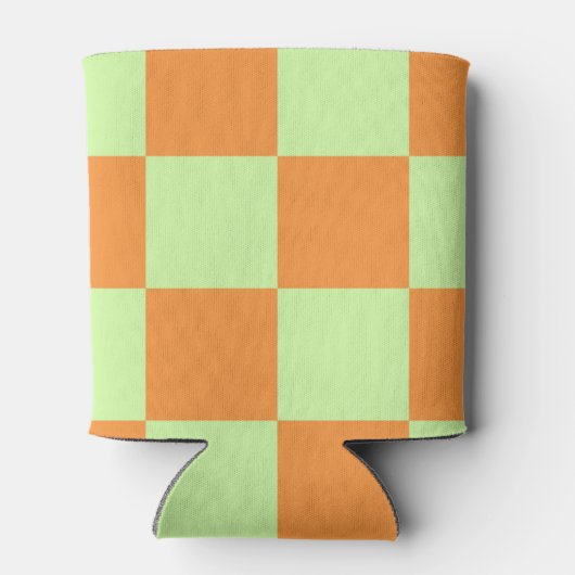 Oranje Groene Checkerboard Retro Controles Blikjeskoeler (Achterkant)