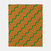 Oranje Groene Chevron Zigzag Ontwerp Fleece Deken (Voorkant)