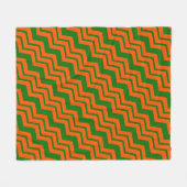 Oranje Groene Chevron Zigzag Ontwerp Fleece Deken (Voorkant (Horizontaal))